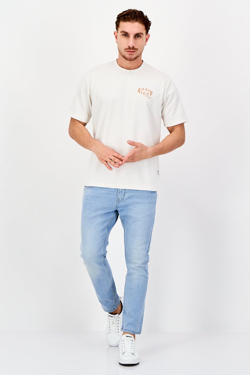 Nicce Men Crew Neck Brand Logo Short Sleeve T-Shirt, Off White - Image 3